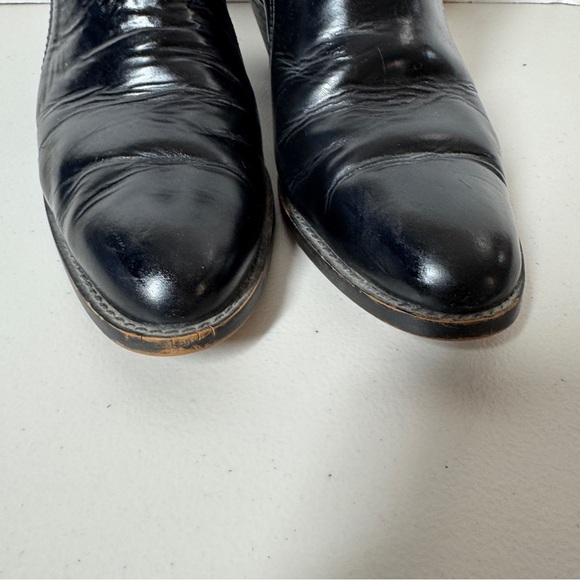 Black Leather Chelsea Western Block Heel Classic Pull-On Ankle Boots Size 8.5 - Picture 14 of 16
